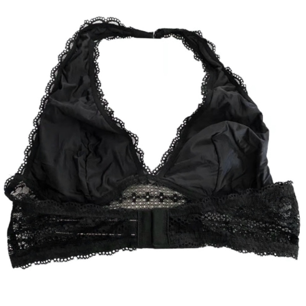 Victoria’s Secret Black Lace Halter Bralette S Romantic Goth Dark Coquette - Picture 4 of 8